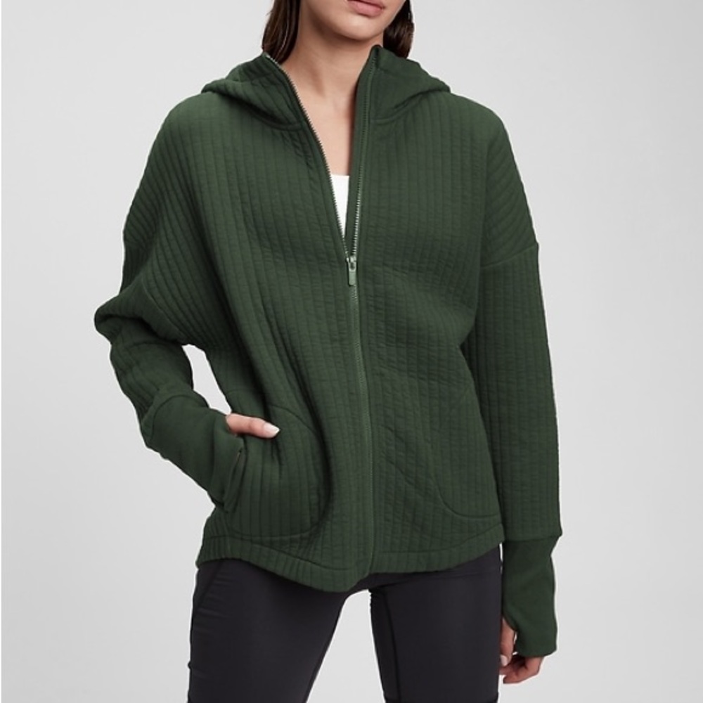 Gap GapFit Oversized Jacquard Hoodie in Cambridge Green Size Small